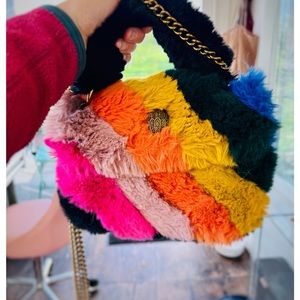 Kurt Geiger Mini Kensington Faux Fur Multi Color Tote
